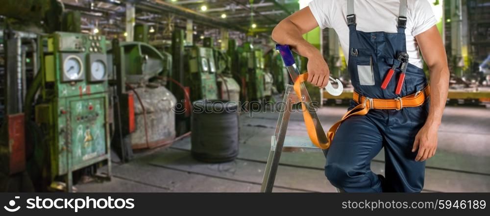 Worker with instruments . Worker with instruments at industrial factory