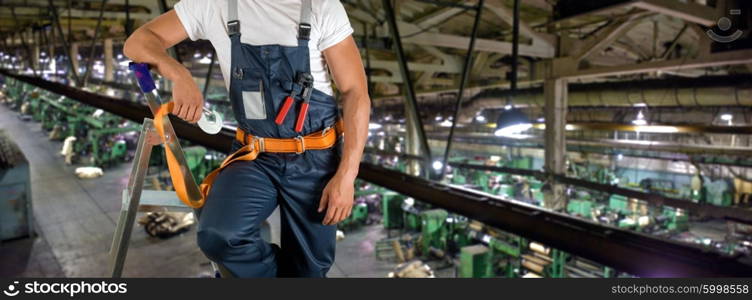 Worker with instruments . Worker with instruments at industrial factory