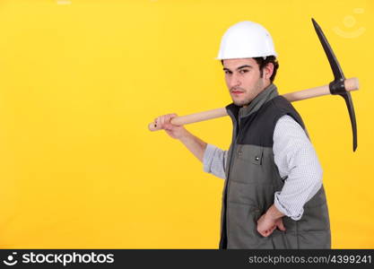 Worker with pick-axe