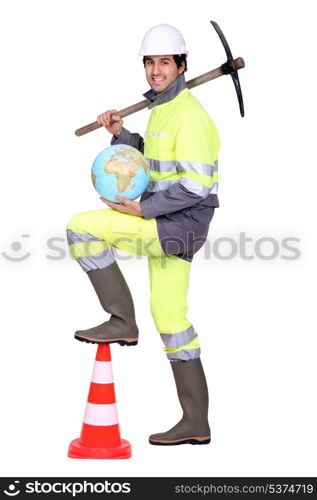 Worker with pickaxe