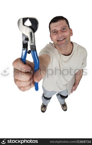 Worker with pliers