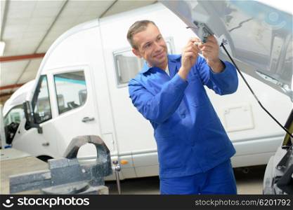 worker with rv