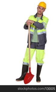 worker with shovel