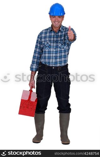 Worker with thumbs-up