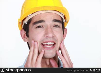 Worker with toothache