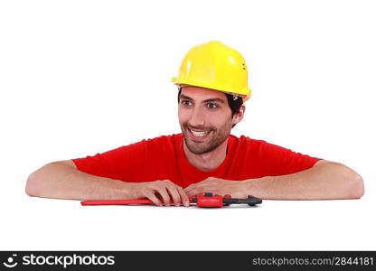 Worker with wrench