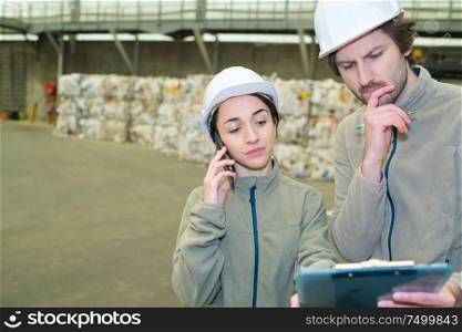 workers in a recycle center