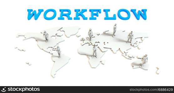 Workflow Global Business Abstract with People Standing on Map. Workflow Global Business