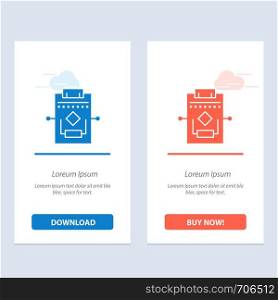 Workflow, Network, Process, Settings Blue and Red Download and Buy Now web Widget Card Template