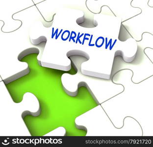 Workflow Puzzle Showing Structure Process Flow Or Procedure