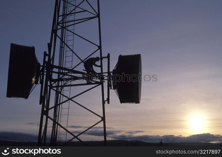 Working on a Communications Tower