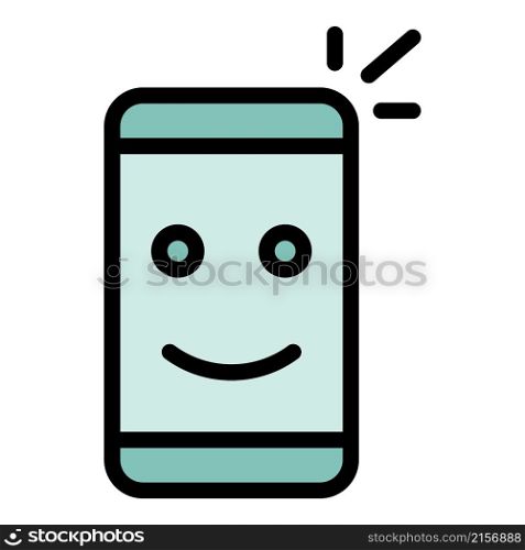 Working smartphone icon. Outline working smartphone vector icon color flat isolated. Working smartphone icon color outline vector