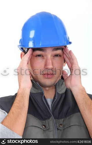 workman having migraine