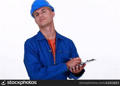 Workman with a clipboard