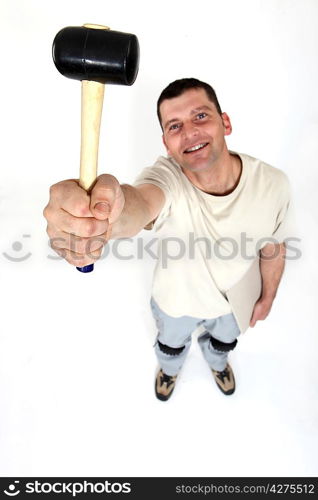 Workman with a mallet