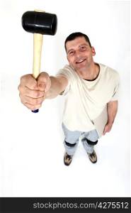Workman with a mallet