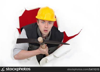 Workman with a pickaxe