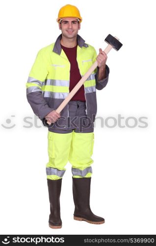 Workman with a sledgehammer