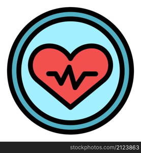 Workout senior healthy heart icon. Outline workout senior healthy heart vector icon color flat isolated. Workout senior healthy heart icon color outline vector