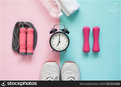 Workout time concept, Pastel colors background