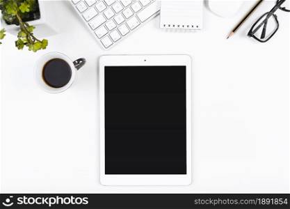 workplace with tablet and coffee cup. Resolution and high quality beautiful photo. workplace with tablet and coffee cup. High quality and resolution beautiful photo concept