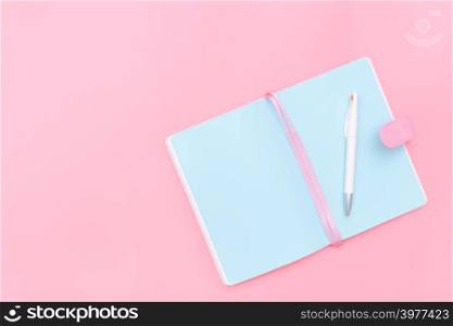 workspace desk styled design office supplies on pink pastel background minimal style