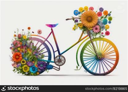 World Bicycle Day concept in colors on white background, isolate. Header banner mockup with copy space. AI generated.. World Bicycle Day concept in colors on white background, isolate. AI generated.