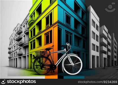 World Bicycle Day concept in graphic design in dark colors. Header banner mockup with copy space. AI generated.. World Bicycle Day concept in graphic design in dark colors. AI generated.