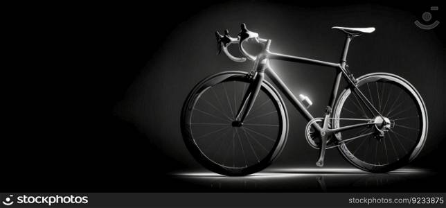 World Bicycle Day concept on black background, wallpaper isolate. Header banner mockup with copy space. AI generated.. World Bicycle Day concept on black background, wallpaper isolate. AI generated.