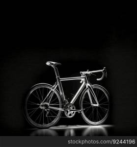 World Bicycle Day concept on black background, wallpaper isolate. Header banner mockup with copy space. AI generated.. World Bicycle Day concept on black background, wallpaper isolate. AI generated.