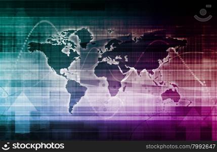 World Business Background with Map and Digital Data. Network Security