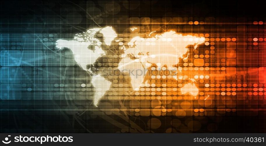 World Business Background with Map and Digital Data. World Business