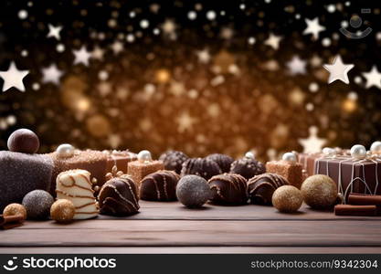 World Chocolate Day concept. Chocolate on wood table with blur background.