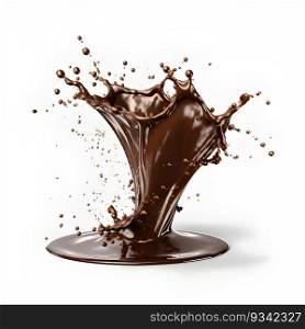 World Chocolate Day concept. Chocolate splash on white background.