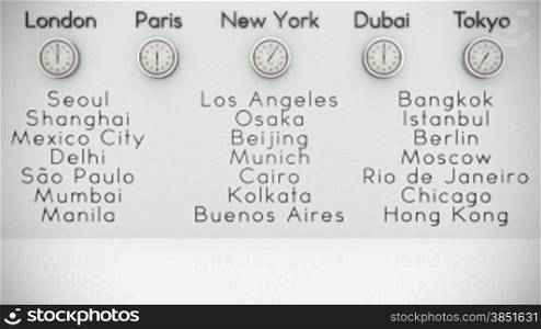 World Clocks and Big Cities Background