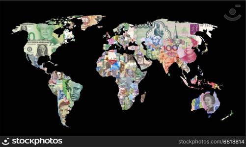 world countries currency map finance money bank-note