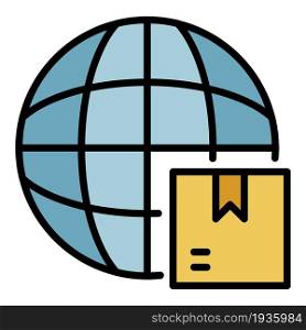World export icon. Outline world export vector icon color flat isolated. World export icon color outline vector