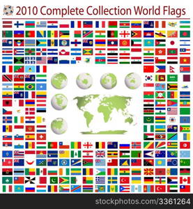 World flags and editable world map, complete collection