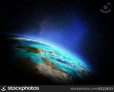 World from space 3d rendering. World from space. Elements of this image furnished by NASA 3d rendering. World from space 3d rendering