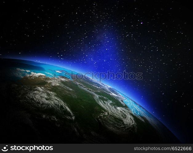 World from space 3d rendering. World from space. Elements of this image furnished by NASA. 3D rendering. World from space 3d rendering