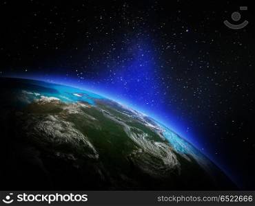 World from space 3d rendering. World from space. Elements of this image furnished by NASA. 3D rendering. World from space 3d rendering
