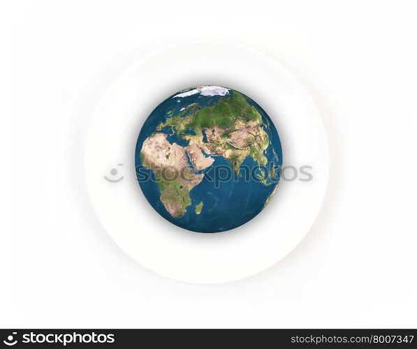 World globe ball on white plate isolated, Elements of this image furnished by NASA