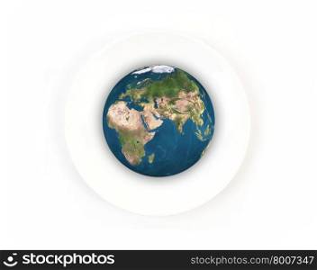 World globe ball on white plate isolated, Elements of this image furnished by NASA