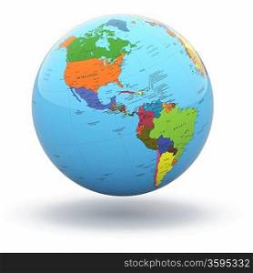 world globe on white isolated background. 3d