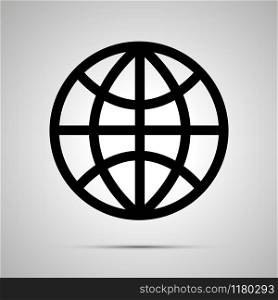 World globe simple black icon with shadow. World globe simple black icon