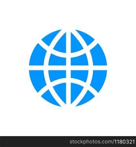 World globe simple blue icon isolated on white. World globe simple blue icon on white