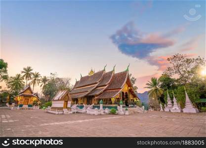 World heritage site at Wat Chiang Tong, Luang Prabang in Laos at sunset