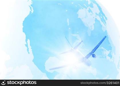 World map and Airplane
