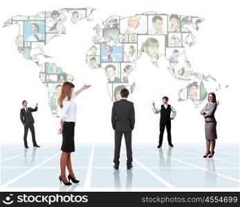 World map and people as symbol of social network