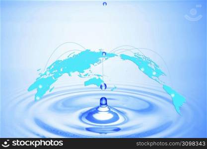 World map and Water drop